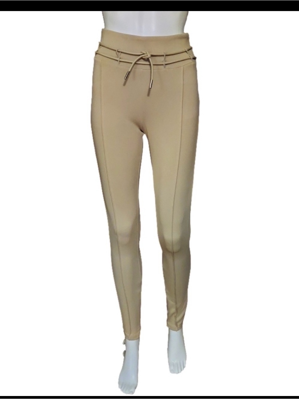 Manière De Voir Beige Neoprene Pintuck Leggings XS High Waist - Picture 3 of 16